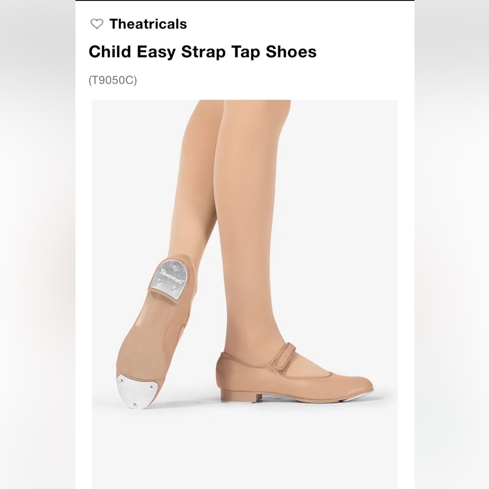 NWOB Theatricals Child’s size 11M Tan Mary Jane Velcro Tap Shoes